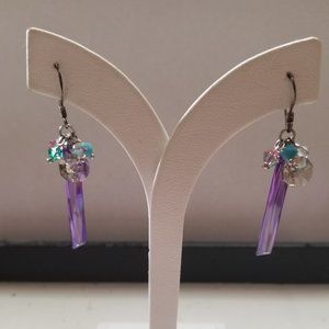 Sterling Silver Wire Earring with Crystals